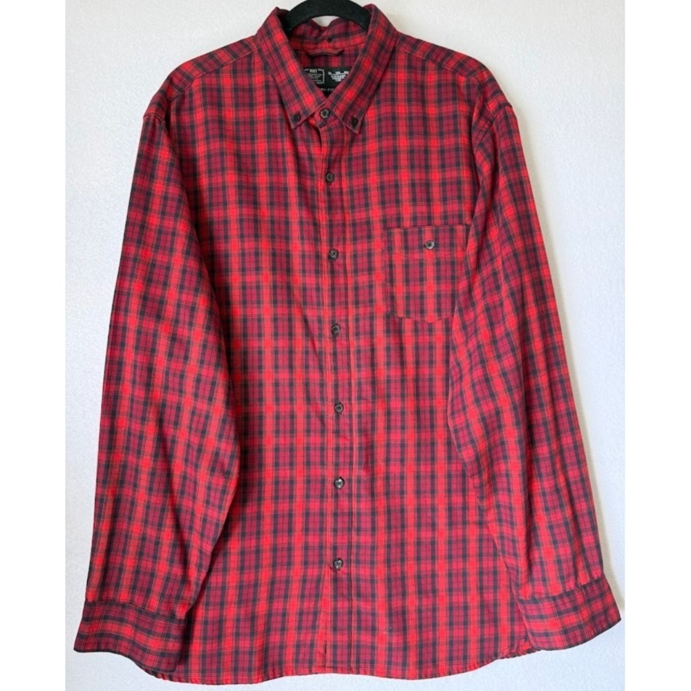 Nike Dri Fit Plaid Button Down Shirt Men XXL Red Black Long Sleeve Cotton Blend